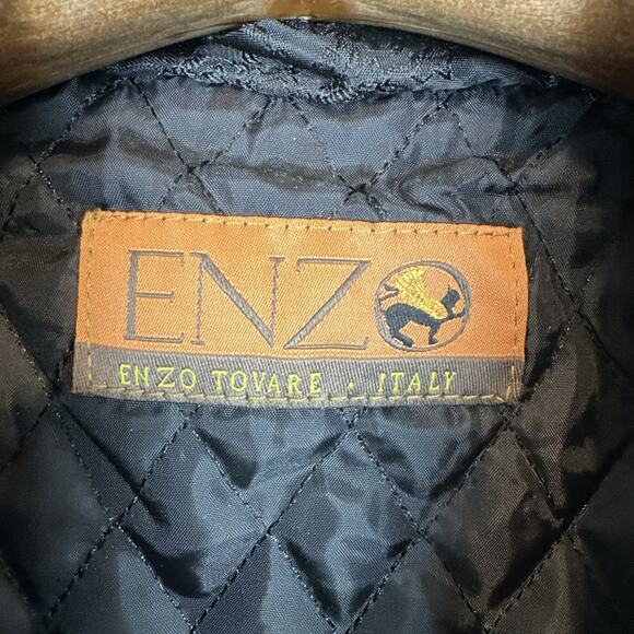 Enzo Tovare Italy Mens Frank Long Car Coat 38 R Black Cotton Blend Classic - Picture 3 of 10